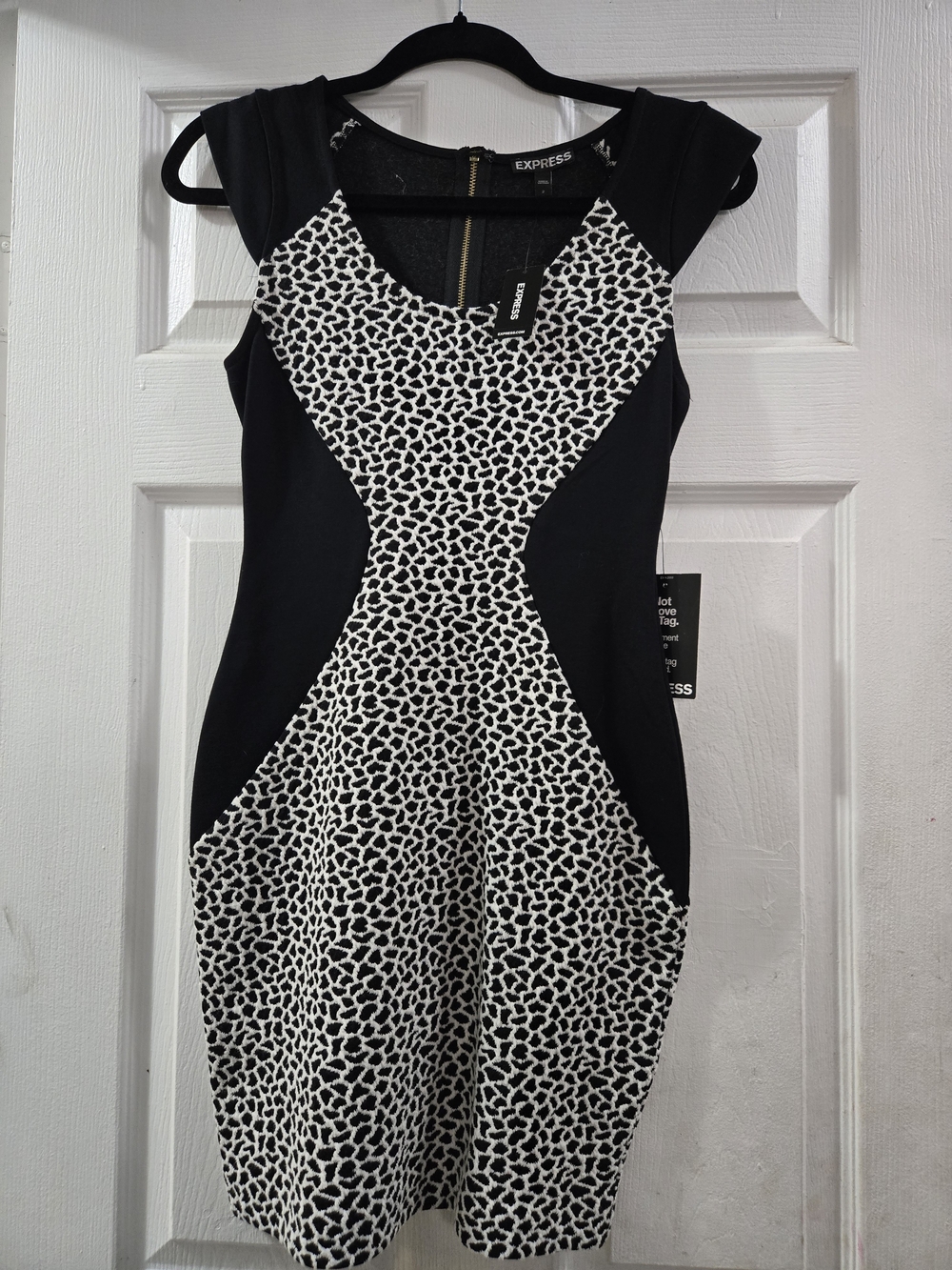 Express Black and White Patterned Sheath Dress